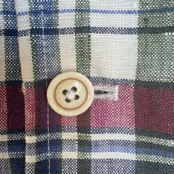 Brooks Brothers 1818 Madison Baird McNutt Irish Linen Vest 43R Plaid & Denim - Picture 8 of 9